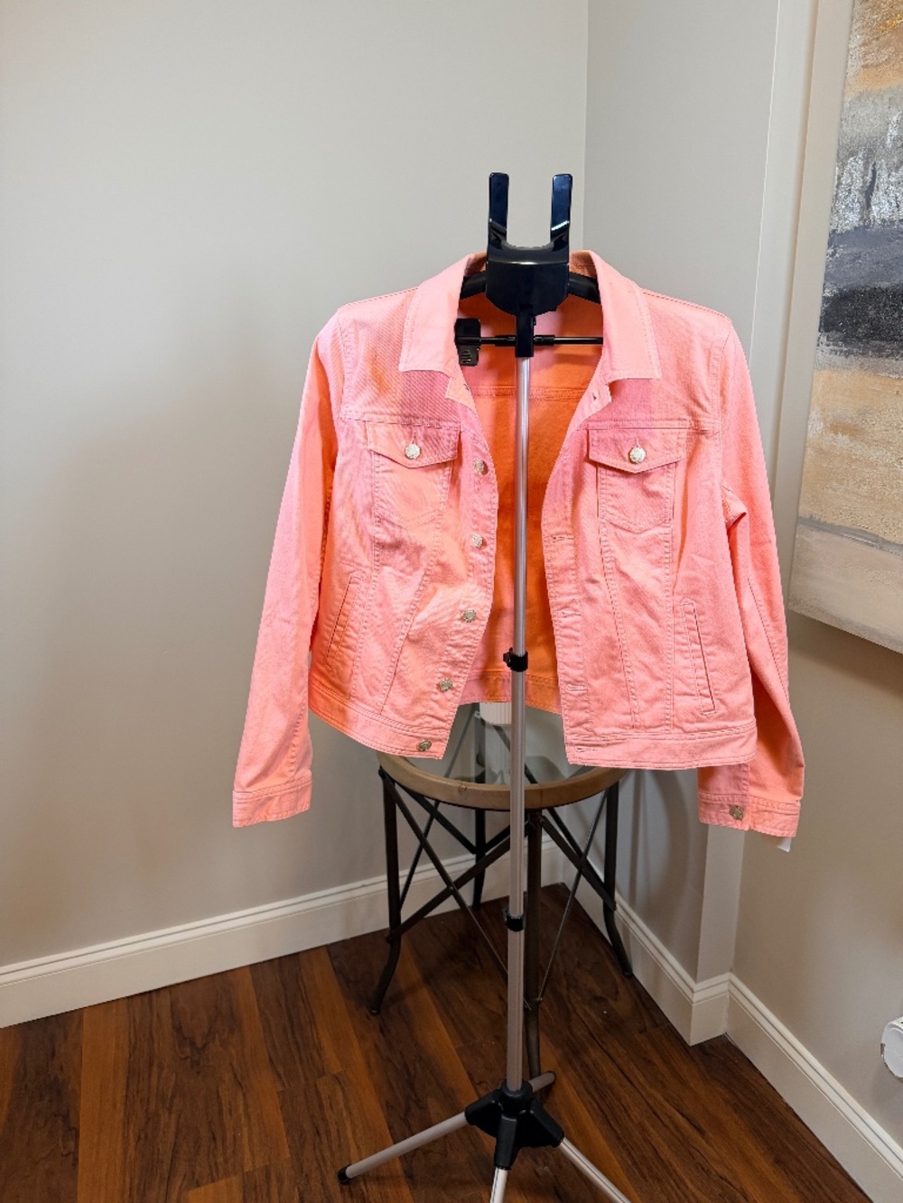 Talbots Coral Pink Cropped Denim Jacket